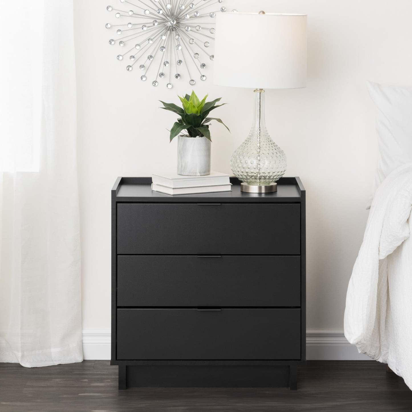 Prepac Simply Modern 26.5 3-Drawer Nightstand - Black|Table de nuit Simply Modern de Prepac de 26,5 po à 3 tiroirs - noire