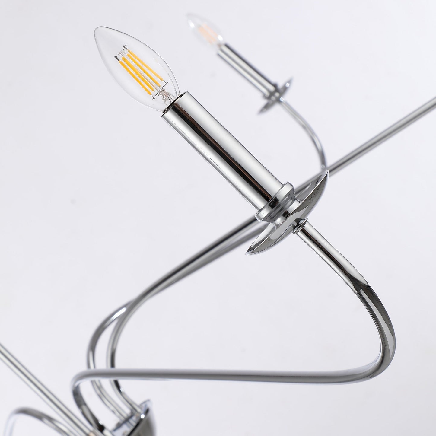 Lustre minimaliste à 6 lumières de 162,5 cm (64 pouces) en noir mat/or/chrome - Non disponible