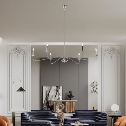 Lustre minimaliste à 6 lumières de 162,5 cm (64 pouces) en noir mat/or/chrome - Non disponible