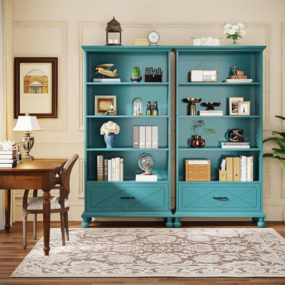 Bibliothèque à 6 étagères avec tiroir, étagère de 71 livres pour salon