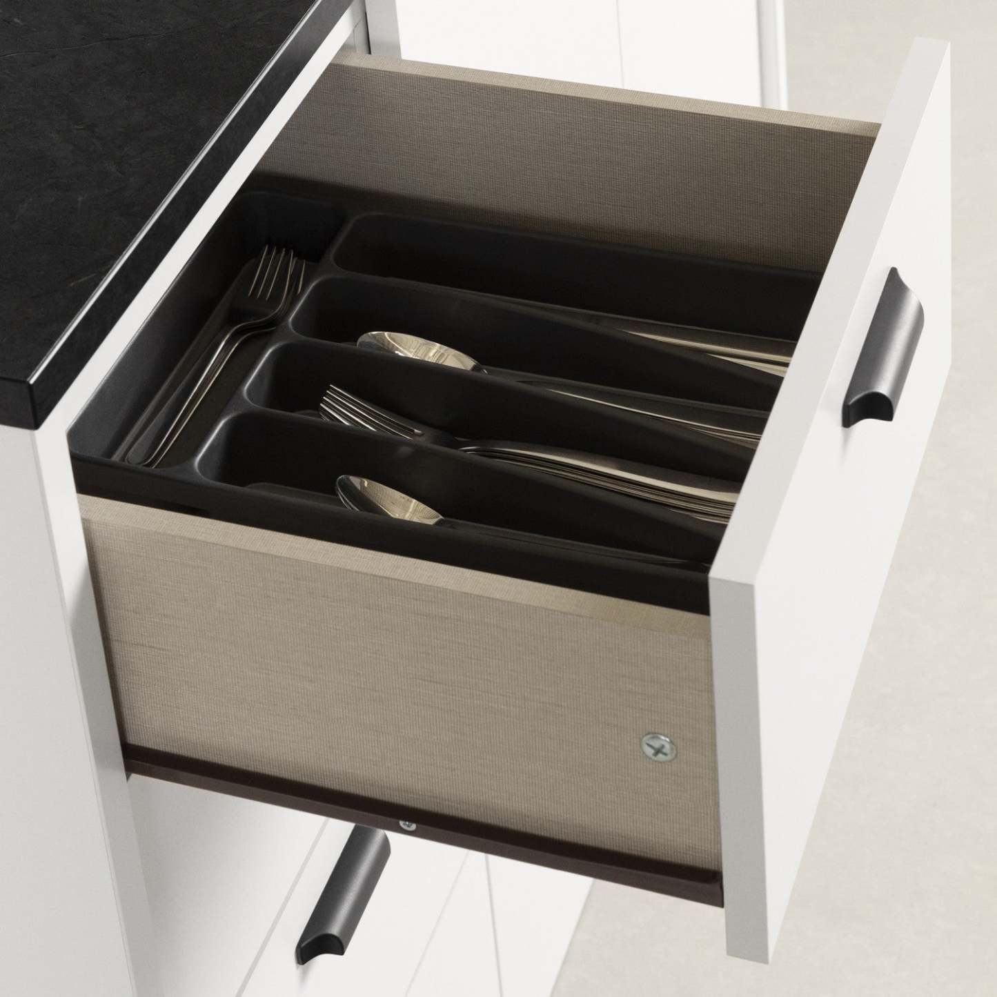 Myro Ilot De Cuisine Avec Rangement - Fausse Pierre Noire Et Blanc | Îlot de cuisine Myro avec rangement - fausse pierre noire et blanc