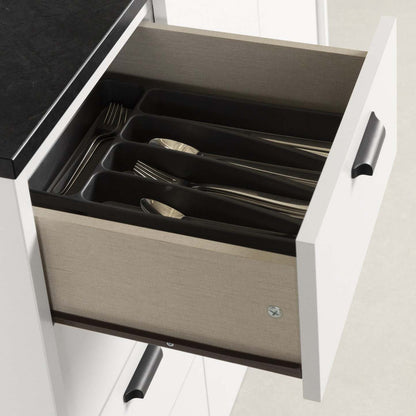 Myro Ilot De Cuisine Avec Rangement - Fausse Pierre Noire Et Blanc | Îlot de cuisine Myro avec rangement - fausse pierre noire et blanc