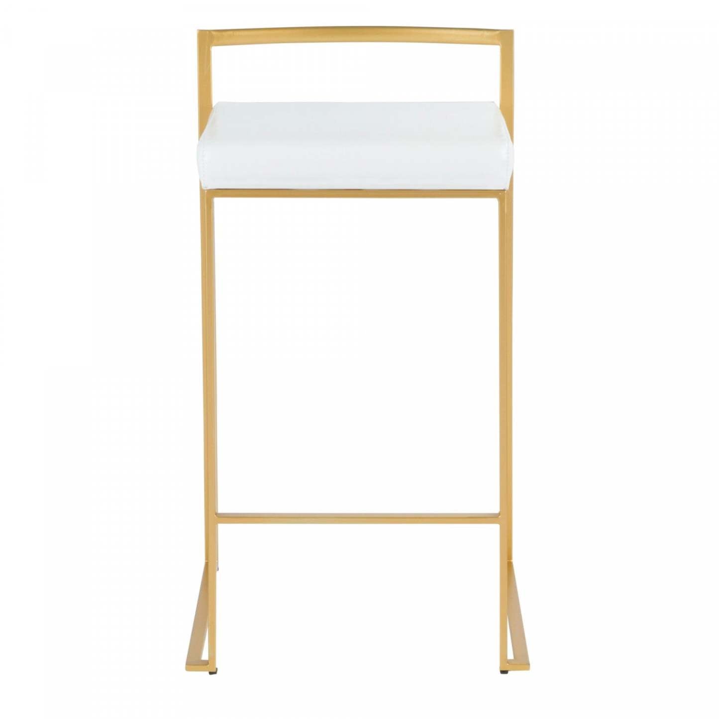 LumiSource Fuji White Faux Leather Contemporary Counter-Height Stool - Set of 2|Tabouret contemporain Fuji de hauteur comptoir en similicuir blanc - ensemble de 2