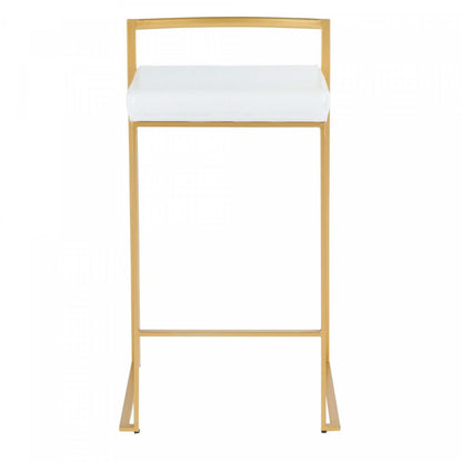 LumiSource Fuji White Faux Leather Contemporary Counter-Height Stool - Set of 2|Tabouret contemporain Fuji de hauteur comptoir en similicuir blanc - ensemble de 2
