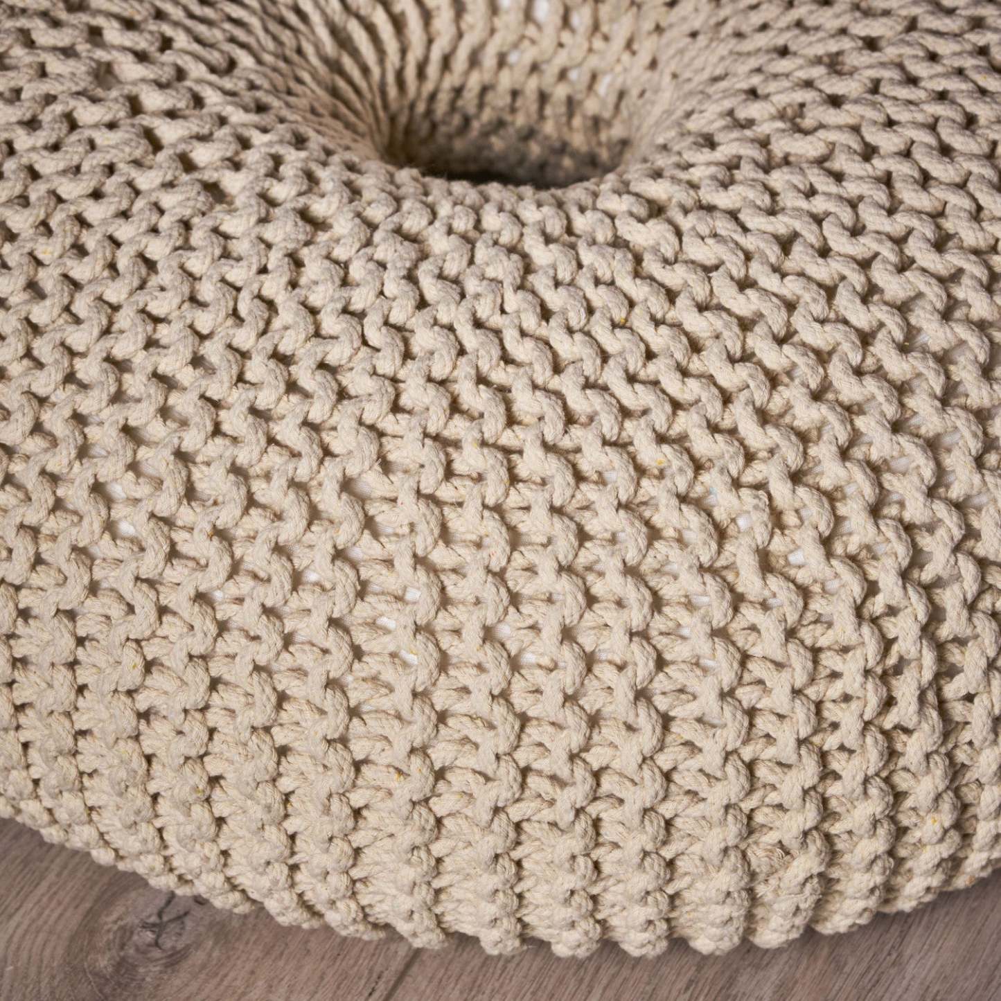 Pouf rembourré Murphy, 100 % coton - Beige | Pouf Rembourré Murphy, 100 % Coton - Beige
