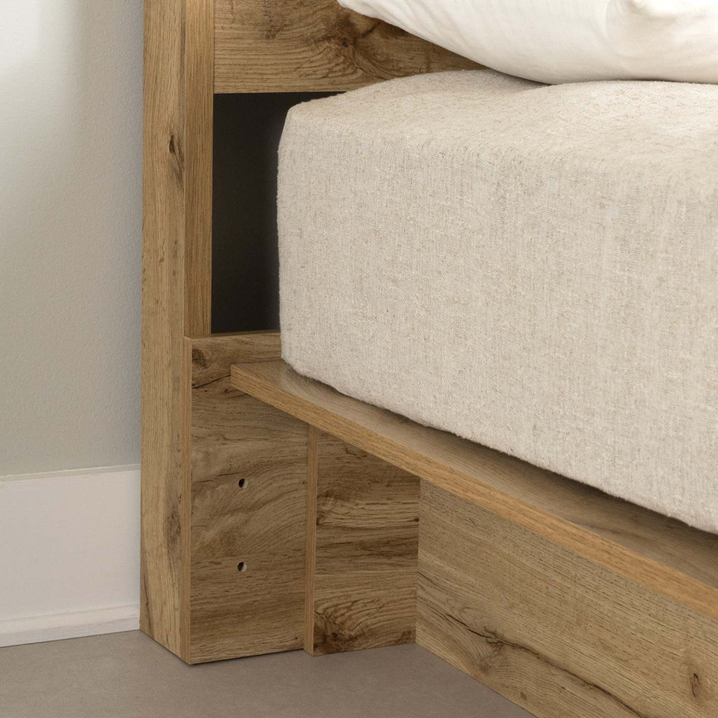 Tête de lit avec étagère Musano - Chêne Nordik|Tête de lit Musano avec tablette - chêne nordique