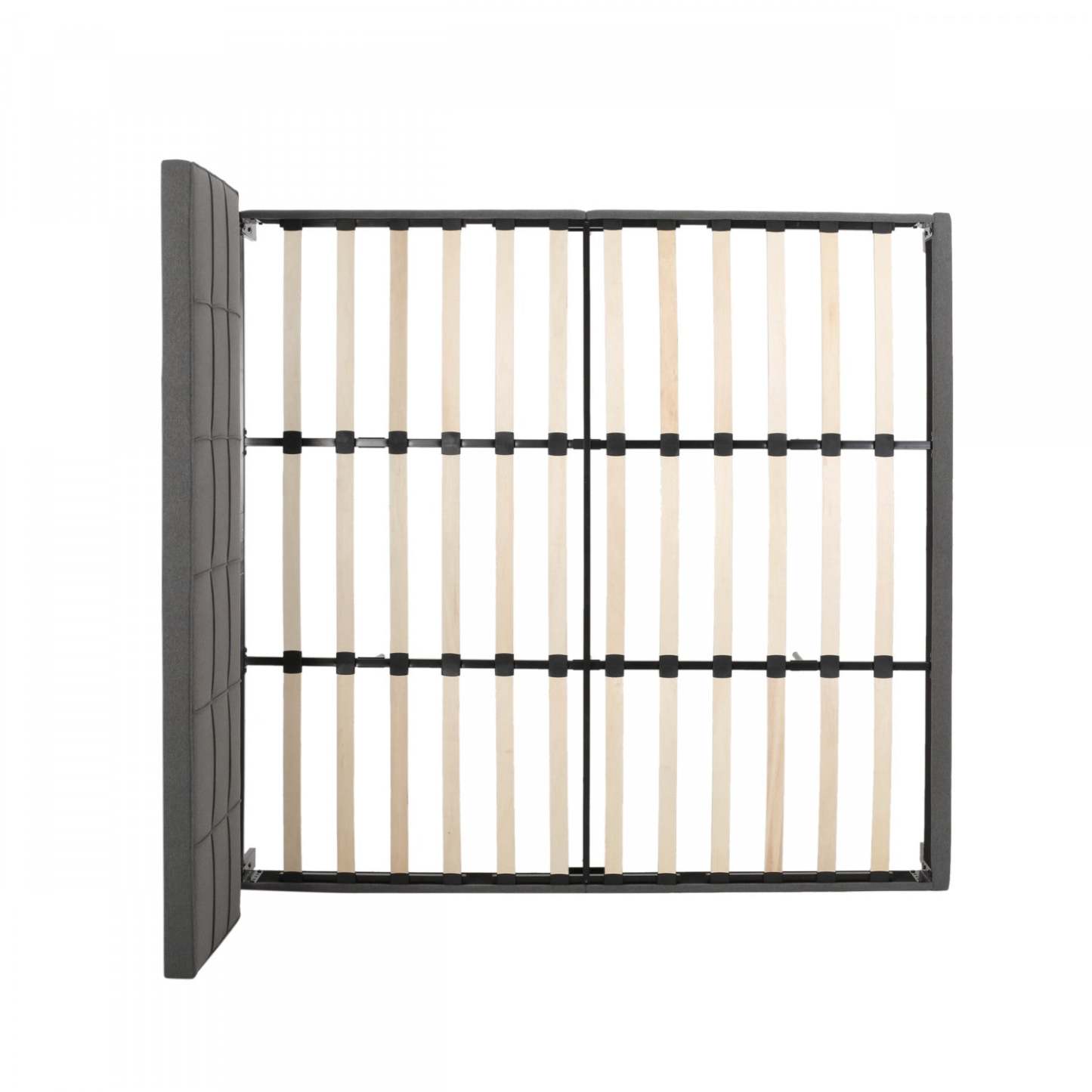 Cadre de lit plateforme Lucia capitonné avec coutures gaufrées, taille King, gris anthracite | Lucia Cadre de lit plateforme capitonné avec coutures gaufrées, taille King, gris anthracite