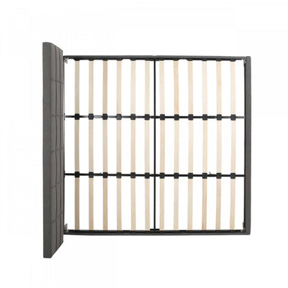 Cadre de lit plateforme Lucia capitonné avec coutures gaufrées, taille King, gris anthracite | Lucia Cadre de lit plateforme capitonné avec coutures gaufrées, taille King, gris anthracite