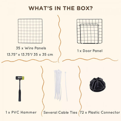 Pawhut 36 Pcs Metal Mesh Pet Playpen Portable DIY Small Animal Cage House Kennel Crate Clôture Avec Ma|Cage Parc Enclos Pour Animaux Domestiques L 146 XL 73 XH 73 Cm Modulable 2 Niveaux 36 Panneaux Bor