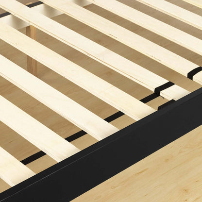 Lit plateforme Vito en bois massif - Noir pur | Vito Base De Lit En Bois - Noir Solide