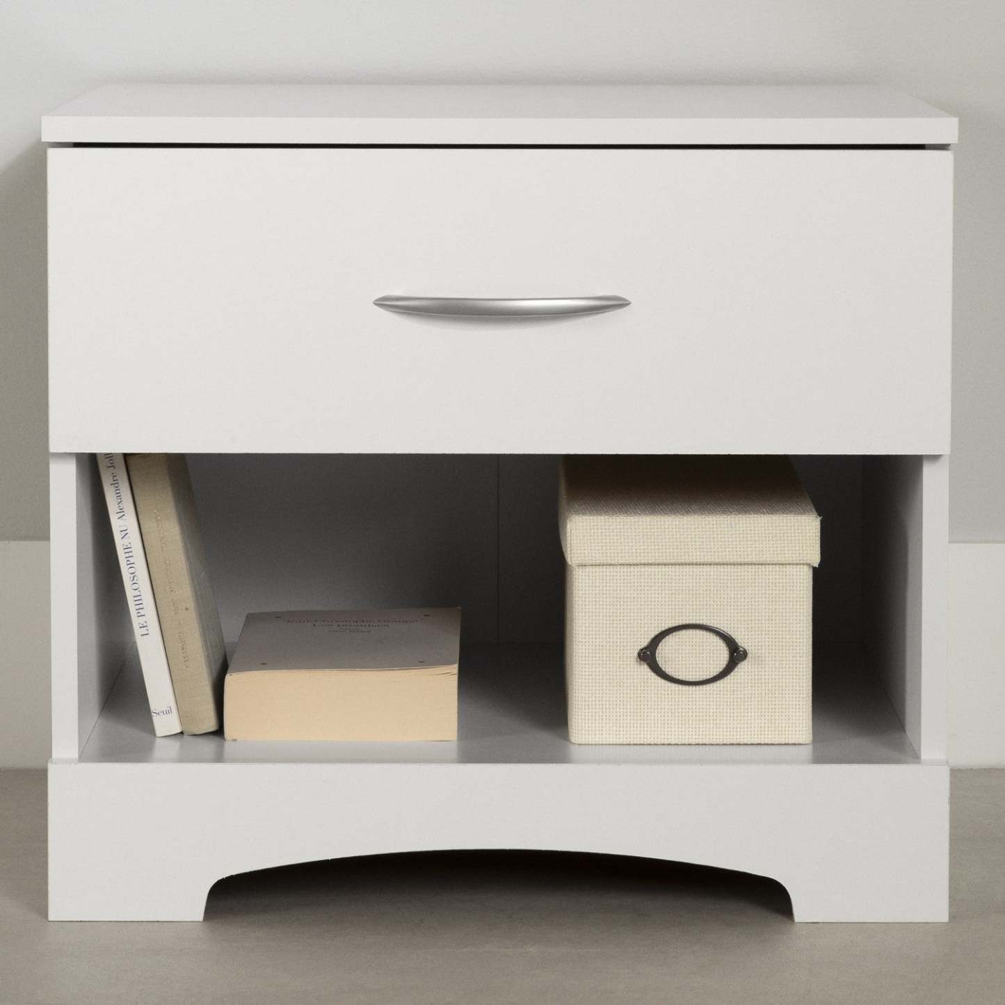 Step One Table De Chevet 1 Tiroir - Table D'Appoint Avec Rangement - Blanc Pur | Step One 1-drawer Nightstand - End Table With Storage - Pure White