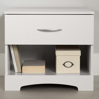 Step One Table De Chevet 1 Tiroir - Table D'Appoint Avec Rangement - Blanc Pur | Step One 1-drawer Nightstand - End Table With Storage - Pure White