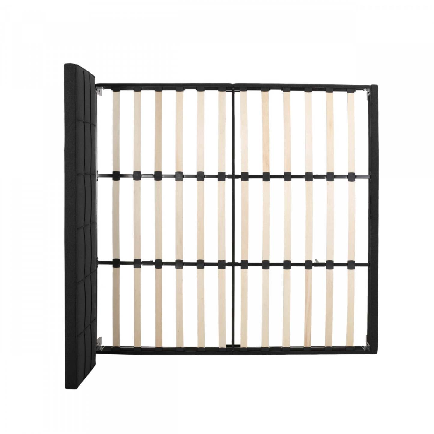 Cadre de lit plateforme Lucia capitonné avec coutures gaufrées, taille King, noir | Lucia Cadre de lit plateforme capitonné avec coutures gaufrées, taille King, noir