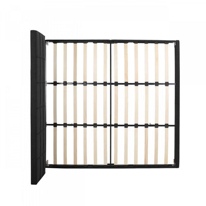 Cadre de lit plateforme Lucia capitonné avec coutures gaufrées, taille King, noir | Lucia Cadre de lit plateforme capitonné avec coutures gaufrées, taille King, noir