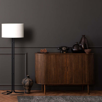 62 Black Floor Lamp with Cylindrical Shade | Lampe à pied noire de 62 po avec abat-jour cylindrique