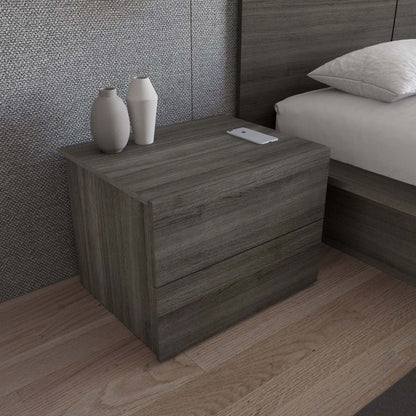 Nordika James Nightstand with 2-Drawers - Grey Oak|Table de nuit James Nordika à 2 tiroirs - chêne gris