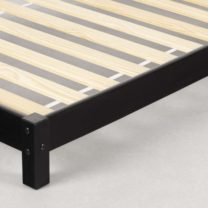 Lit simple Sweedi avec tête de lit à cadre maison - Noir mat | Sweedi Lit avec tête de lit maison Simple - Noir mat | D83GUTJH