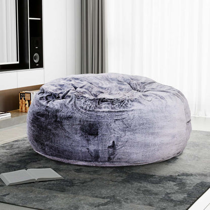 Sealy Bala Faux Fur High Density Foam Bean Bag Chair - Grey|Fauteuil poire Bala de Sealy en fausse fourrure avec mousse à haute densité - gris