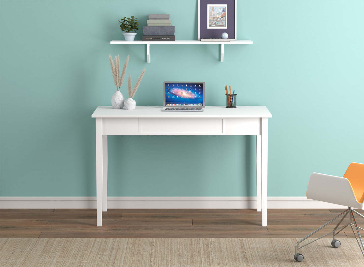 Bureau d'ordinateur 47" avec 1 tiroir - Blanc | Bureau d'ordinateur de 47 po avec 1 tiroir - blanc