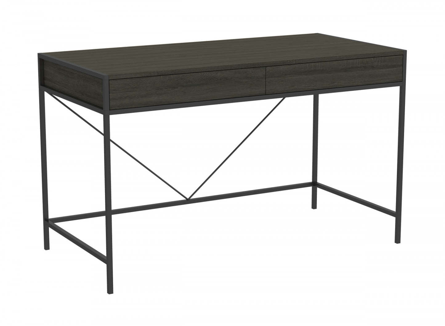 Bureau d'ordinateur de 49 po avec 2 tiroirs - bois gris avec métal noir