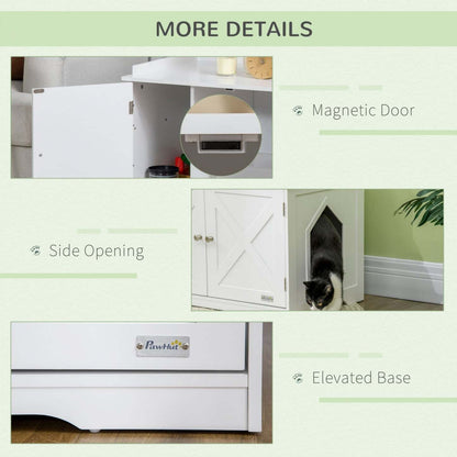 Pawhut Litière Cachée Enclos De Litière Meubles De Toilette Pour Chats Avec Rangement, Diviseur Réglable, Maison Pour Animaux Intérieure