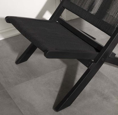 Agave Wood Rope Lounge Chair - Noir|Fauteuil de détente Agave en bois et en corde - noir