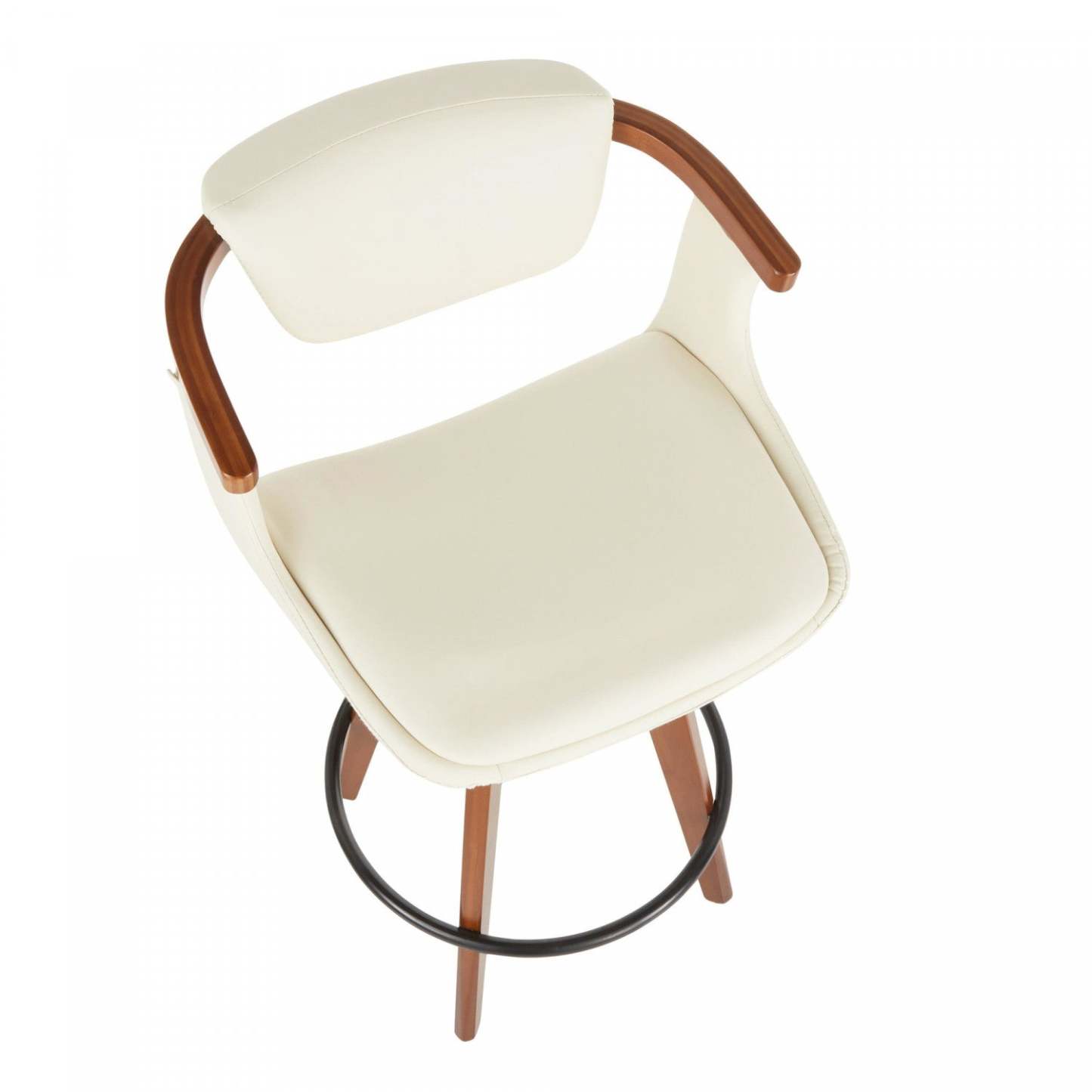 LumiSource Oracle Tabouret en Similicuir de Hauteur Comptoir Moderne du Milieu du 20e Siècle – Noyer/Crème