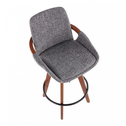 LumiSource Cosmo Fabric Mid-Century Counter-Height Stool - Walnut/Grey|Tabouret de style du milieu du 20e siècle Cosmo de hauteur comptoir en tissu - noyer et gris
