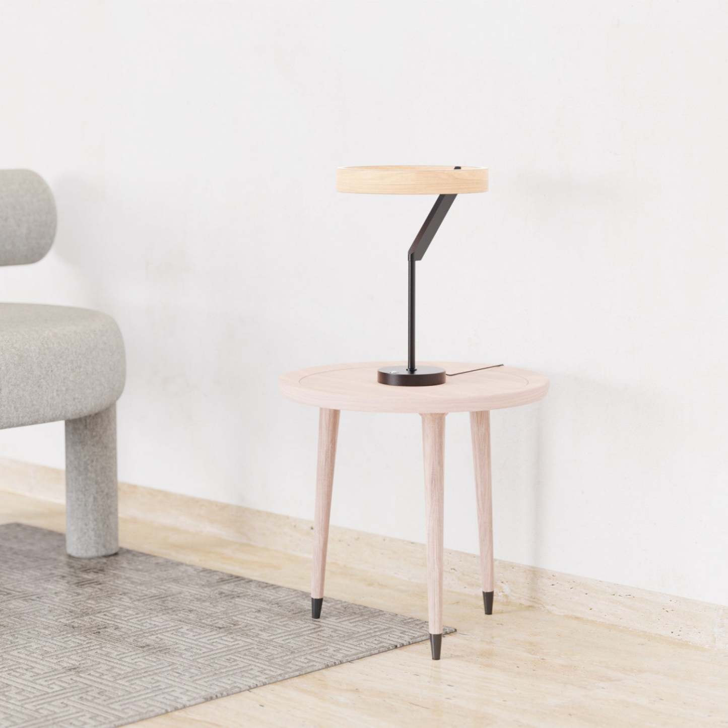 18 Lampe de table LED design coudée noir mat | Lampe de table à DEL de 18 po noir mat de conception inclinée