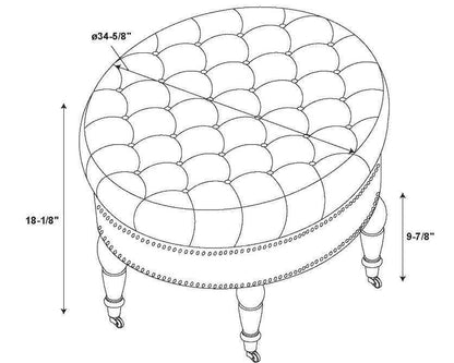 Pouf rond capitonné en tissu Isabelle - Naturel|Pouf rond Isabelle capitonné en tissu - naturel