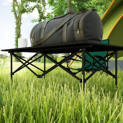 Outsunny Table De Camping Avec Plateau Enroulable Et Sac De Transport, Noir