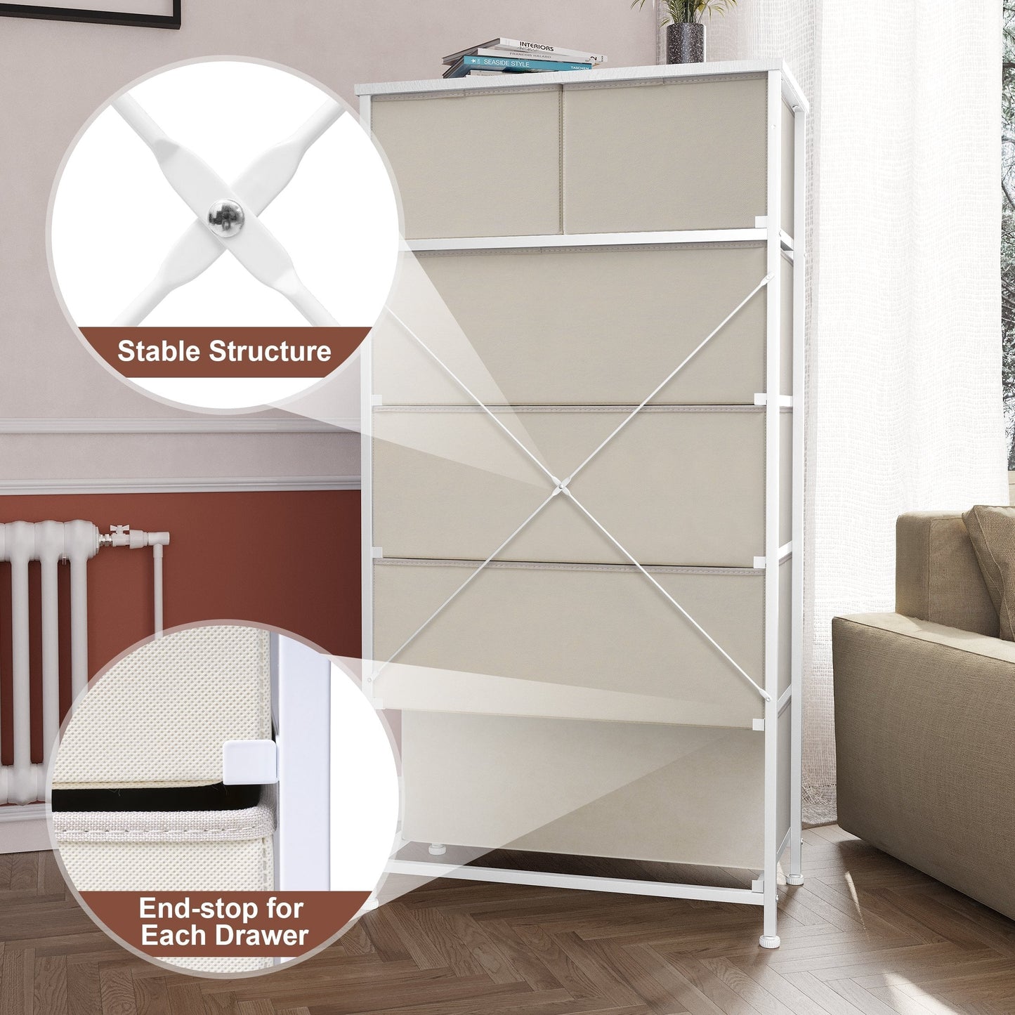 Commode verticale à 6 tiroirs de rangement par Crestlive Products