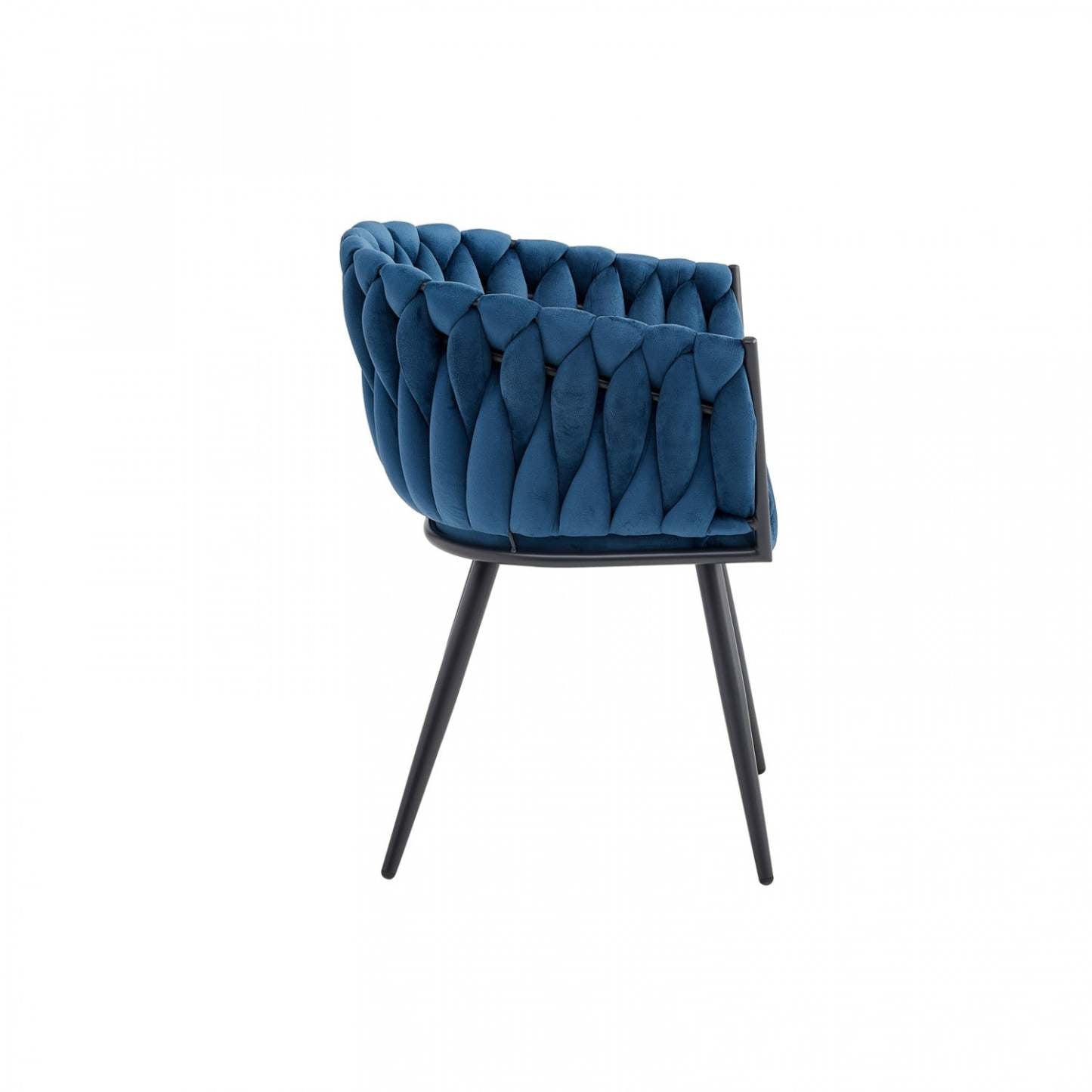 Fauteuil de salle à manger Hildy Accent, velours bleu (lot de 2) | Chaise de salle à manger avec accoudoirs Hildy en velours bleu (ensemble de 2)