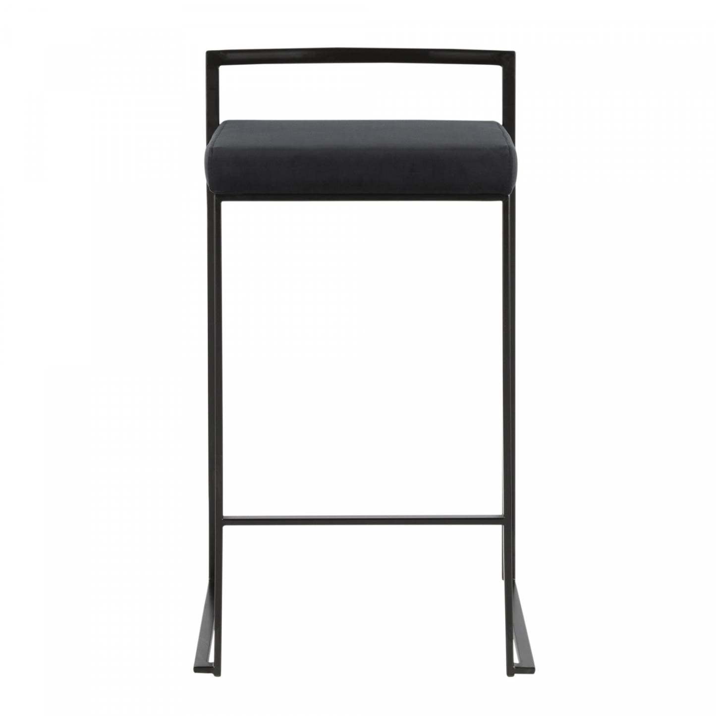 LumiSource Fuji Black Velvet Contemporary Stackable Counter-Height Stool - Set of 2|Tabouret superposable contemporain Fuji de hauteur comptoir en velours noir - ensemble de 2