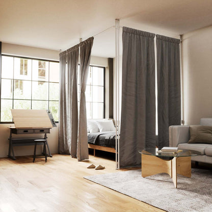 Tringle à rideau extensible et séparateur de pièce Anywhere blanc d'Umbra - 36-66 | Tringle à rideaux et séparateur de pièce extensible Anywhere de Umbra blanc - 36 po à 66 po