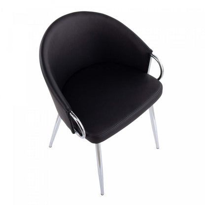 LumiSource Claire Faux Leather Contemporary Glam Dining Chair - Silver/Black|Chaise de salle à manger somptueuse contemporaine Claire en similicuir - argent/noir