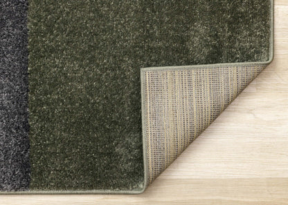 Carpette moderne Marley verte, grise et blanche à motif géométrique - 5 pi 3 po x 7 pi 7 po