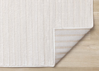 Carpette Leonardo blanche et grise à motif de rayures modernes - 5 pi 3 po x 7 pi 7 po