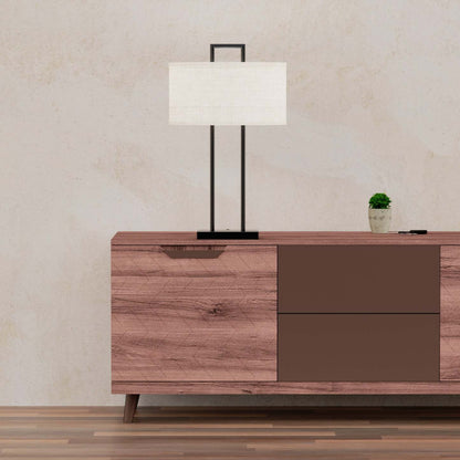 25 Lampe de table moderne noire avec abat-jour texturé | Lampe de table moderne noire de 25 po avec abat-jour texturé