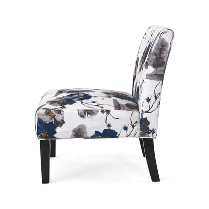 Oliver, ensemble de 2 chaises d'appoint en tissu d'apparence lin avec pieds en bois d'hévéa - Bleu, Multicolore | Lot De 2 Fauteuils D'appoint Oliver En Tissu aspect lin Avec Pieds En Bois D'hévéa - Bleu Et Multicolore
