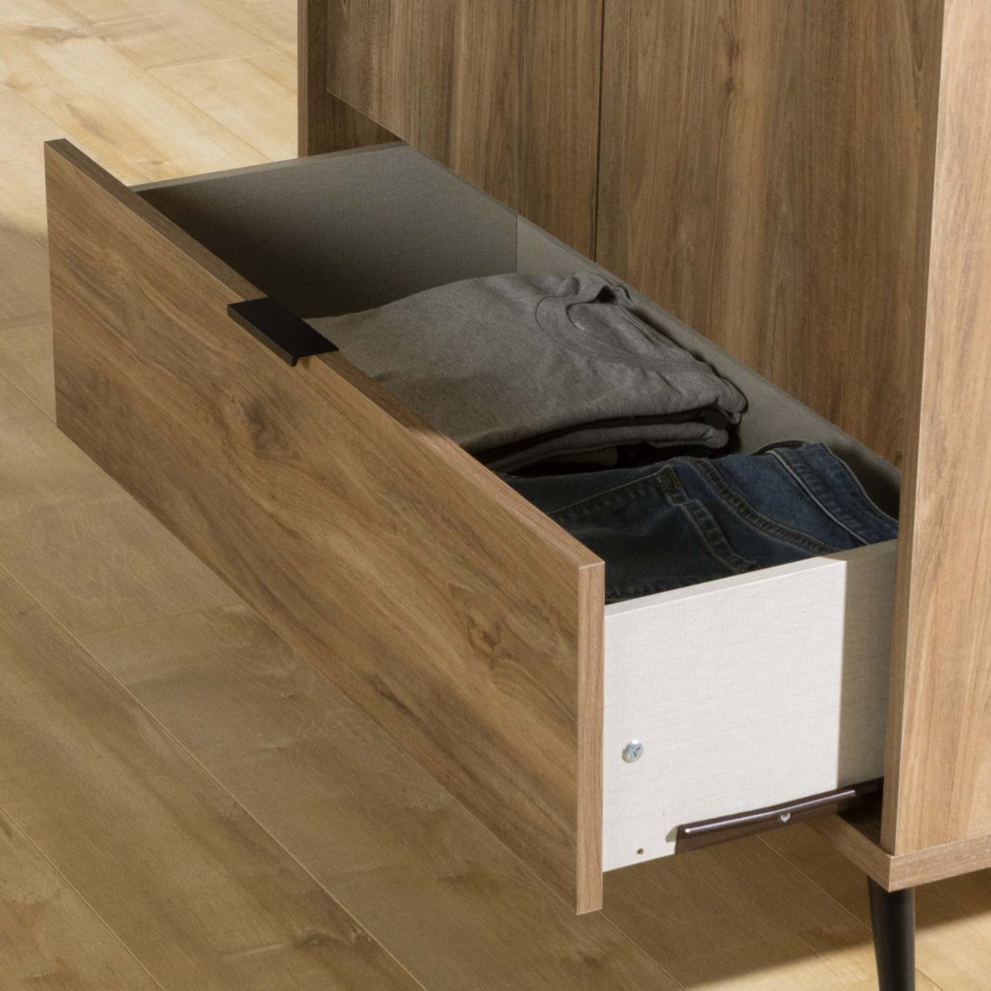 Armoire-penderie Oxford avec portes et tiroirs - Mangue naturelle | Oxford Armoire-penderie Avec Portes Et Tiroir - Manguier Naturel