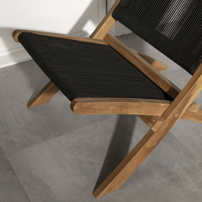 Agave Wood Rope Lounge Chair – Noir/Naturel|Fauteuil de détente Agave en bois et en corde - noir et naturel