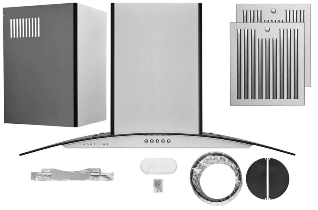 Hotte de cuisine murale Hauslane 30 avec auvent en verre - WM-600SS-30|Hotte de cuisinière murale Hauslane de 30 po de style auvent en verre - WM-600SS-30