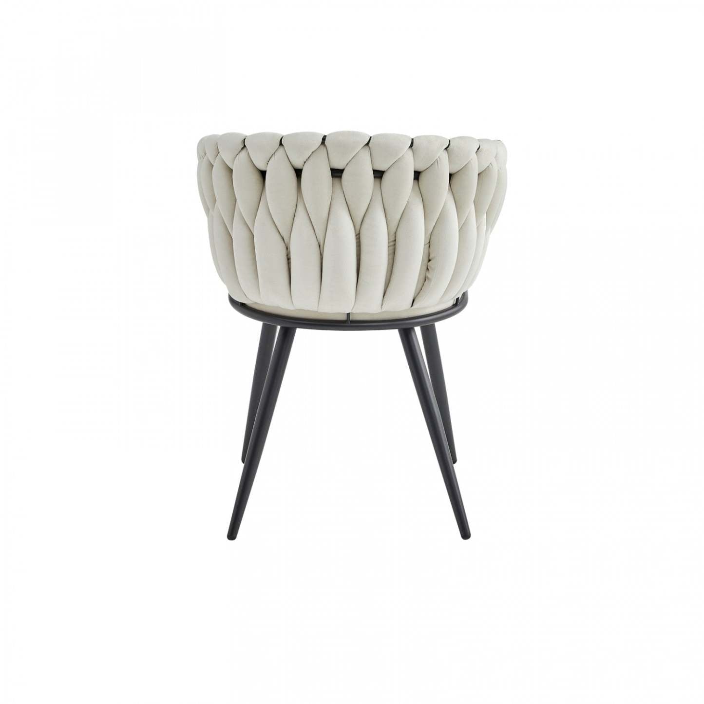 Fauteuil de salle à manger d'appoint Hildy, velours beige (lot de 2) | Chaise de salle à manger avec accoudoirs Hildy en velours beige (ensemble de 2)