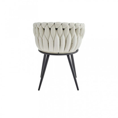 Fauteuil de salle à manger d'appoint Hildy, velours beige (lot de 2) | Chaise de salle à manger avec accoudoirs Hildy en velours beige (ensemble de 2)