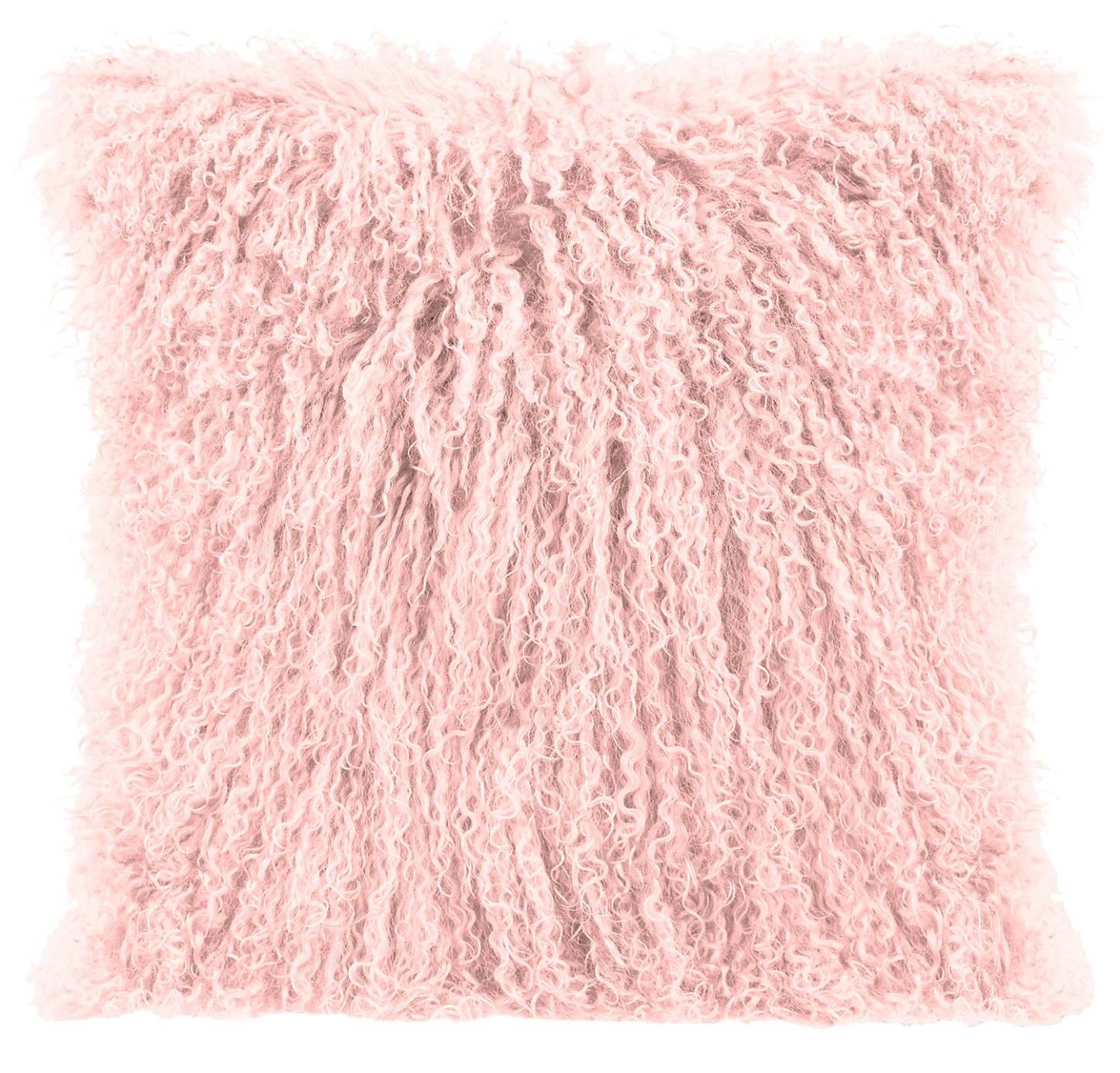 Oreiller décoratif en peau de mouton de Mongolie - Rose|Coussin décoratif Mogolian en peau de mouton de Mongolie - rosé|636570DP