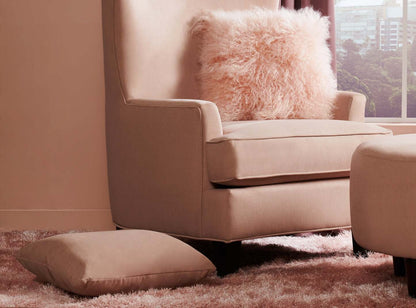 Oreiller décoratif en peau de mouton de Mongolie - Rose|Coussin décoratif Mogolian en peau de mouton de Mongolie - rosé|636570DP