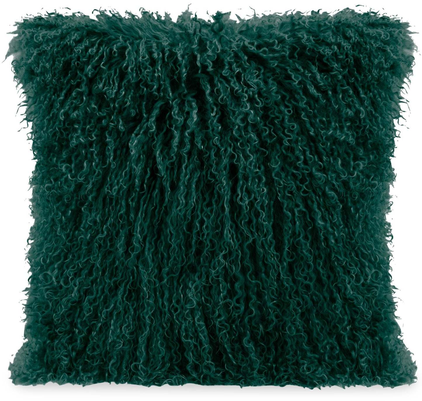 Oreiller d’accent en peau de mouton mongol - Vert | Coussin décoratif Mogolian en peau de mouton de Mongolie - vert | 6365GRDP
