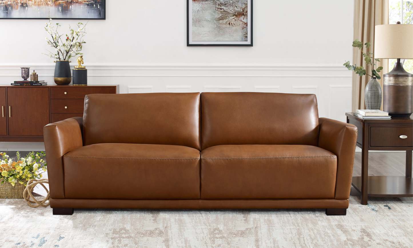 Sofa Oslo en cuir de Hydeline - muscade