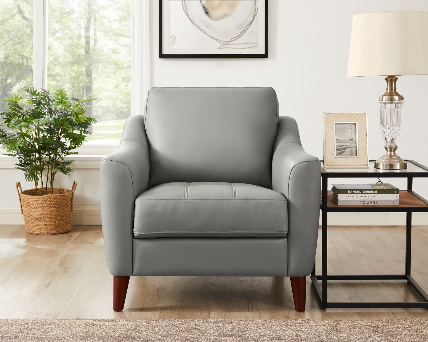 Fauteuil Ersa de Hydeline en cuir - gris